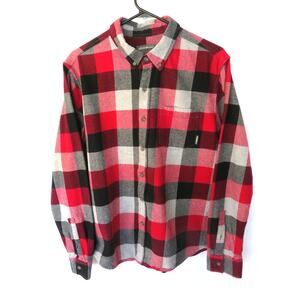 EDDIE BAUER Red Plaid Flannel Long Sleeve Button Down Shirt Men's L